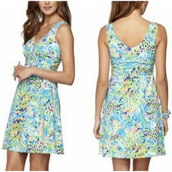 Lilly Pulitzer Dresses & Skirts - Lilly Pulitzer Shianne V-Neck Dress Sea Soiree Blue Multi Women's Size S Small